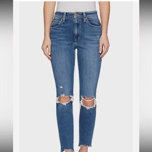Joe's Jeans Dark Blue Distressed Mid Rise Ankle Jeans